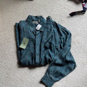 Robert Stock Teal and Red Patterned silk Shirt